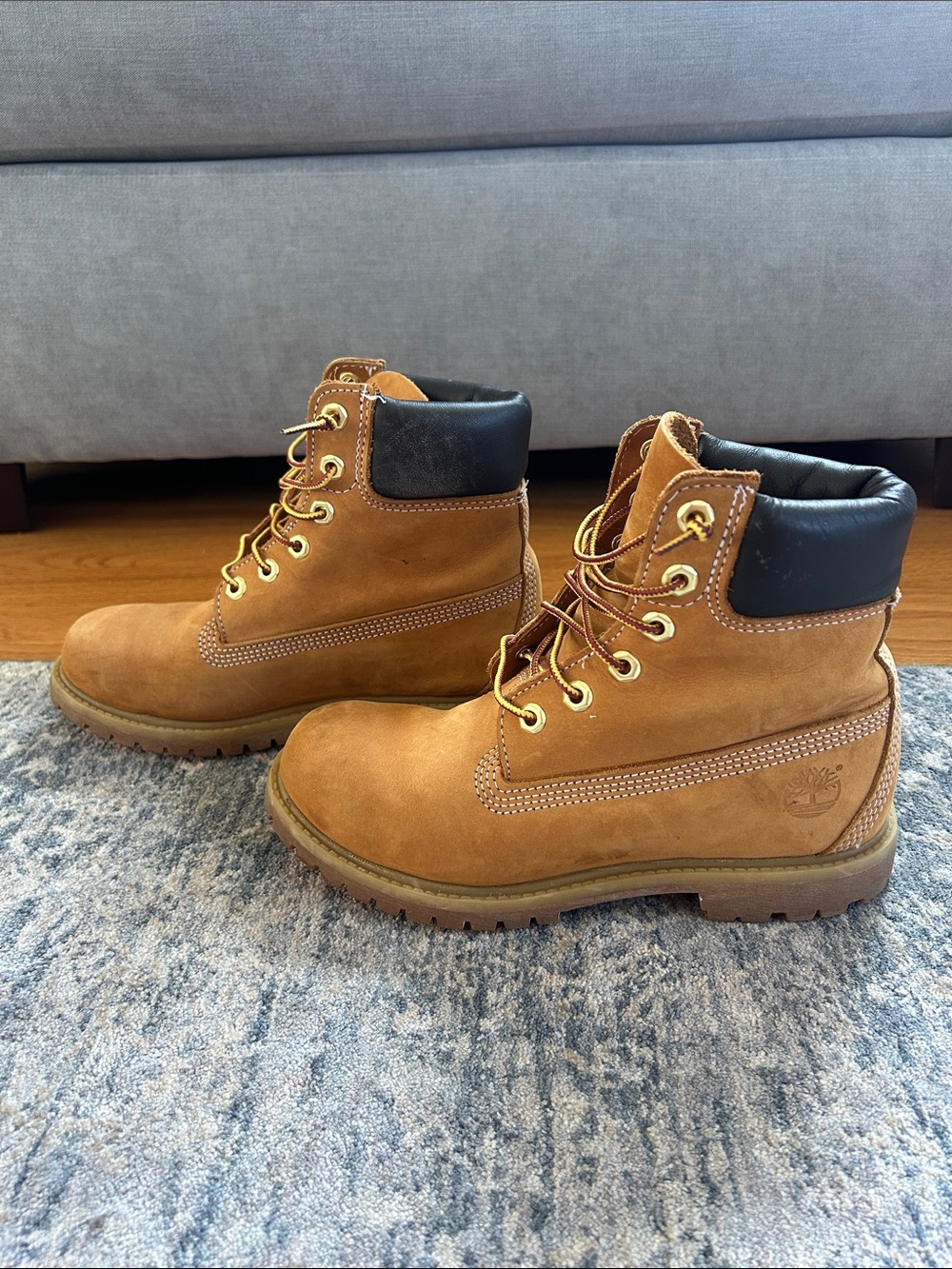 Timberland Wheat Nubuck Ankle Boots with Black Collar